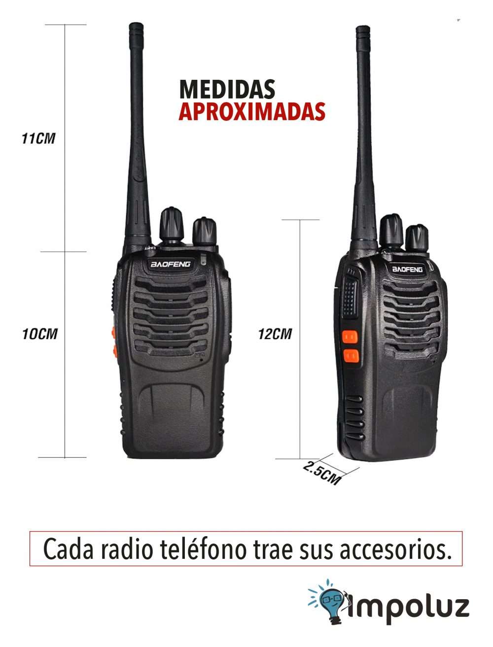 Medidas del radio boquitoqui de largo alcance de la marca baofeng