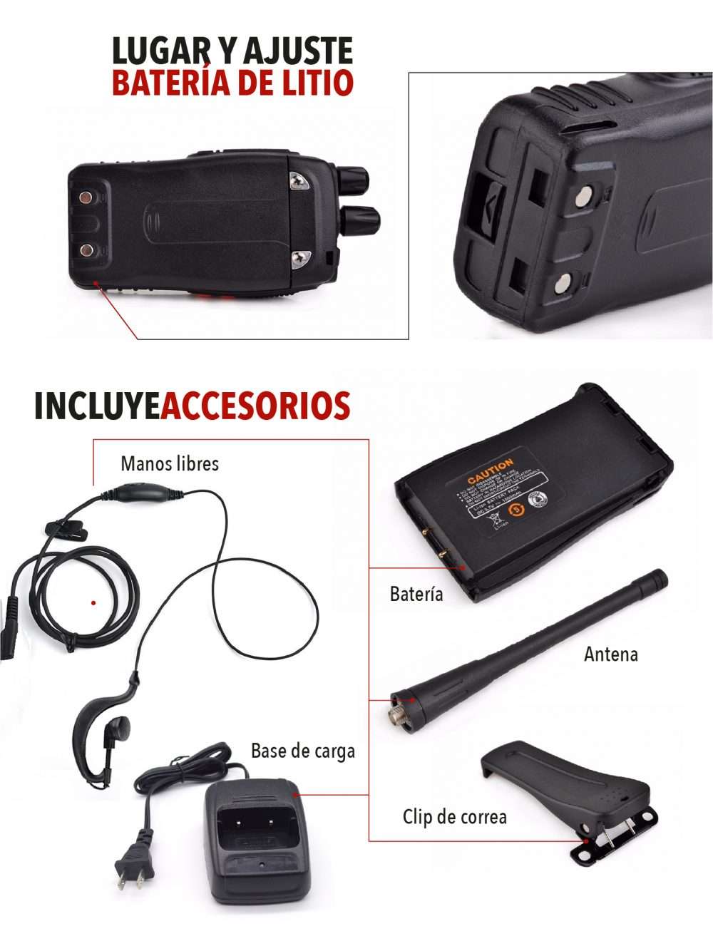 Contenido del paquete walkie talkie