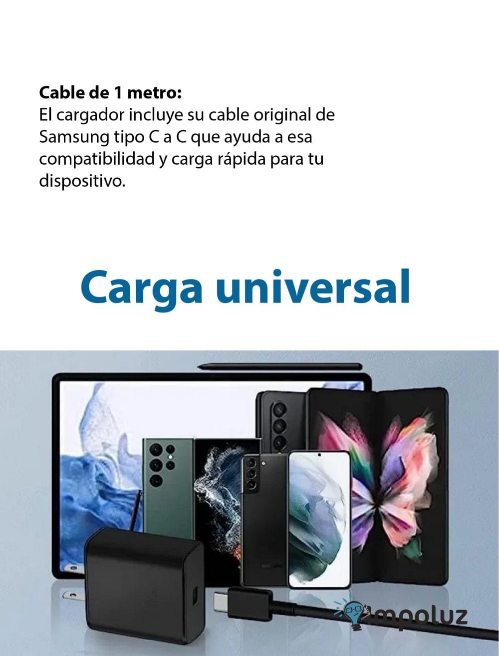 Cargador y cable tipo c