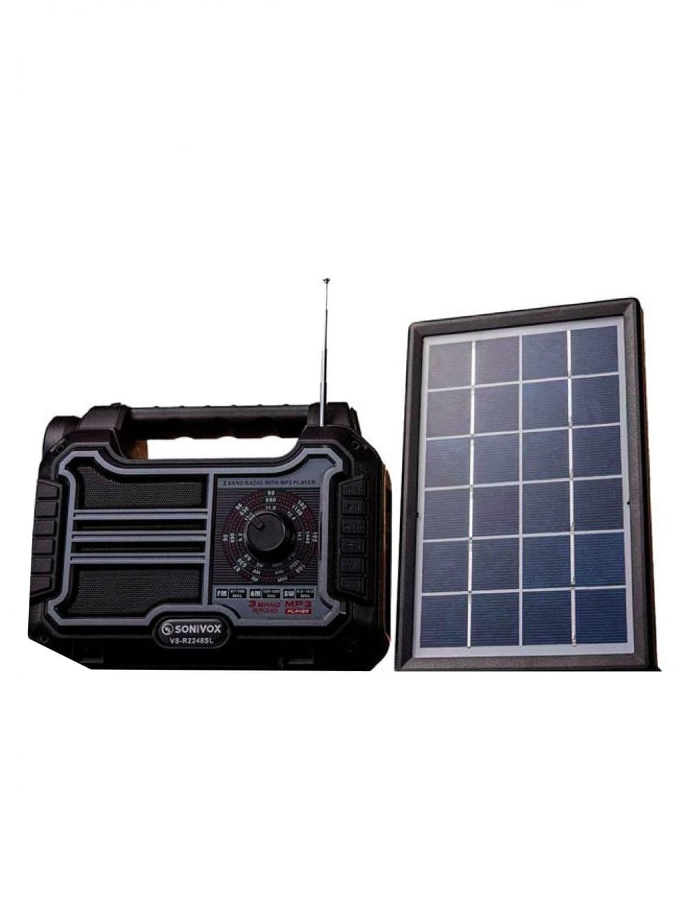 Radio Am Fm Panel Solar Recargable Con Linterna y Bombillos
