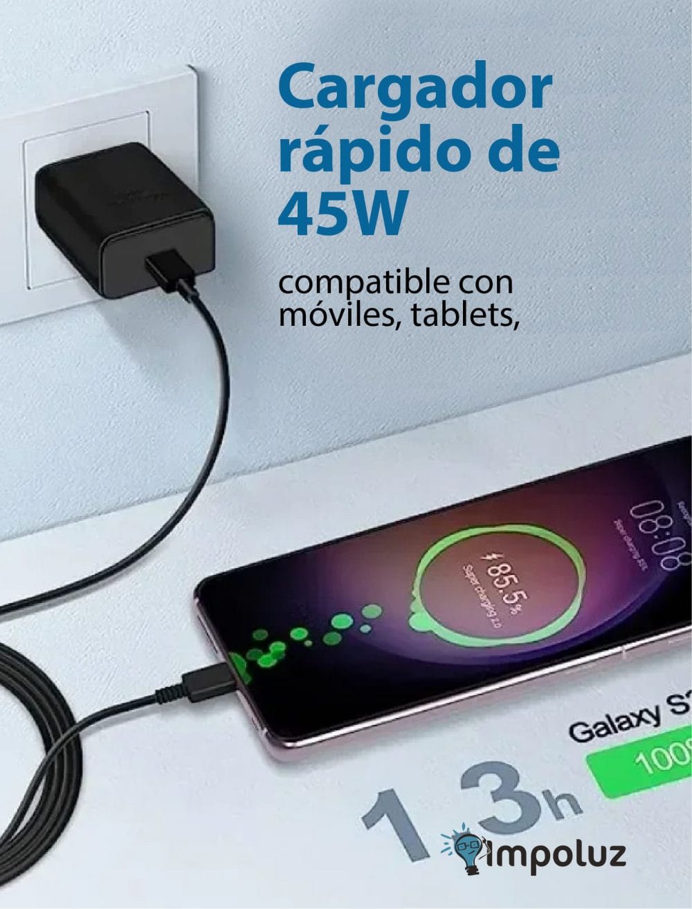 cargador tipo c de pared de la marca samsung