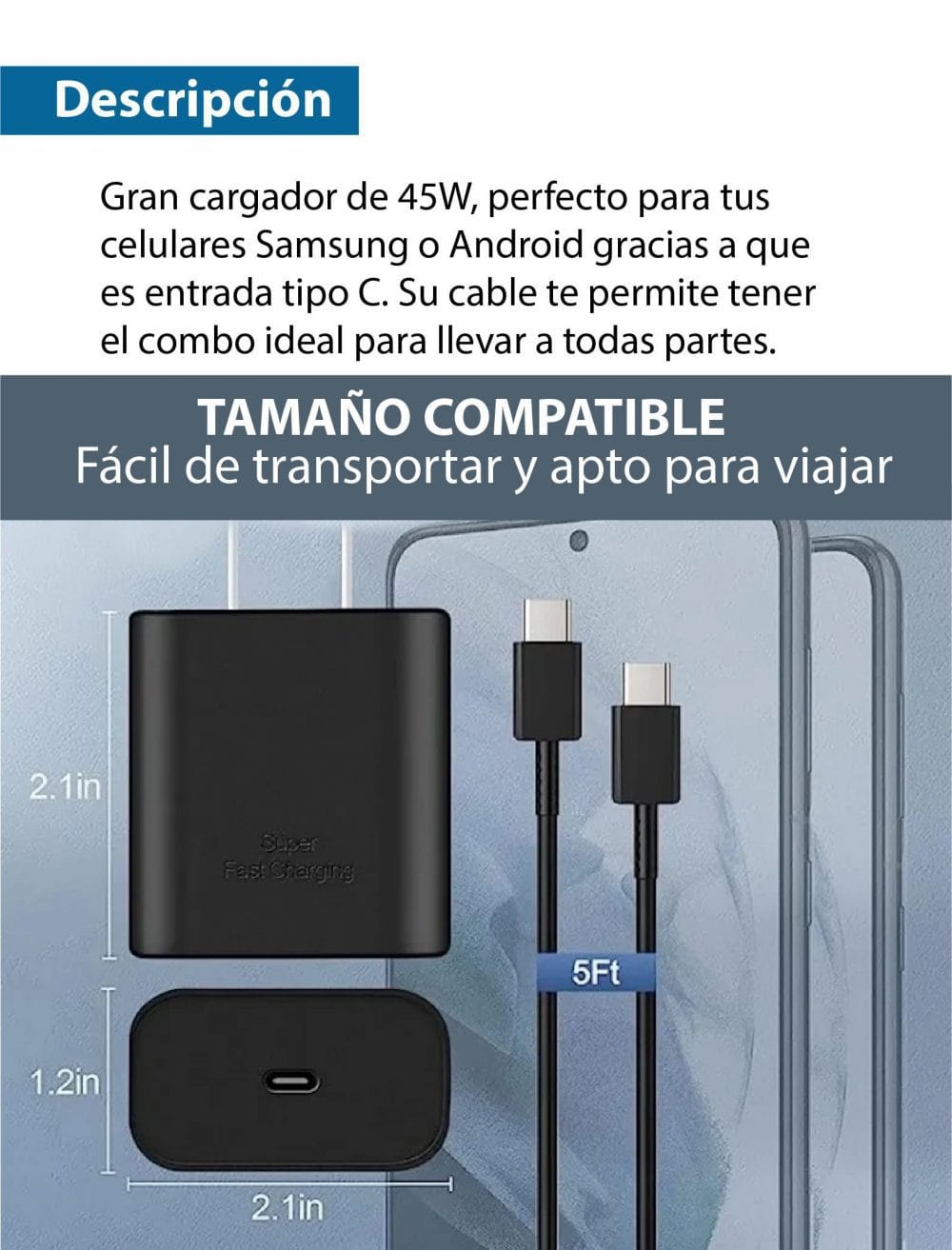 marrana cargador compatible con dispositivos tipo c