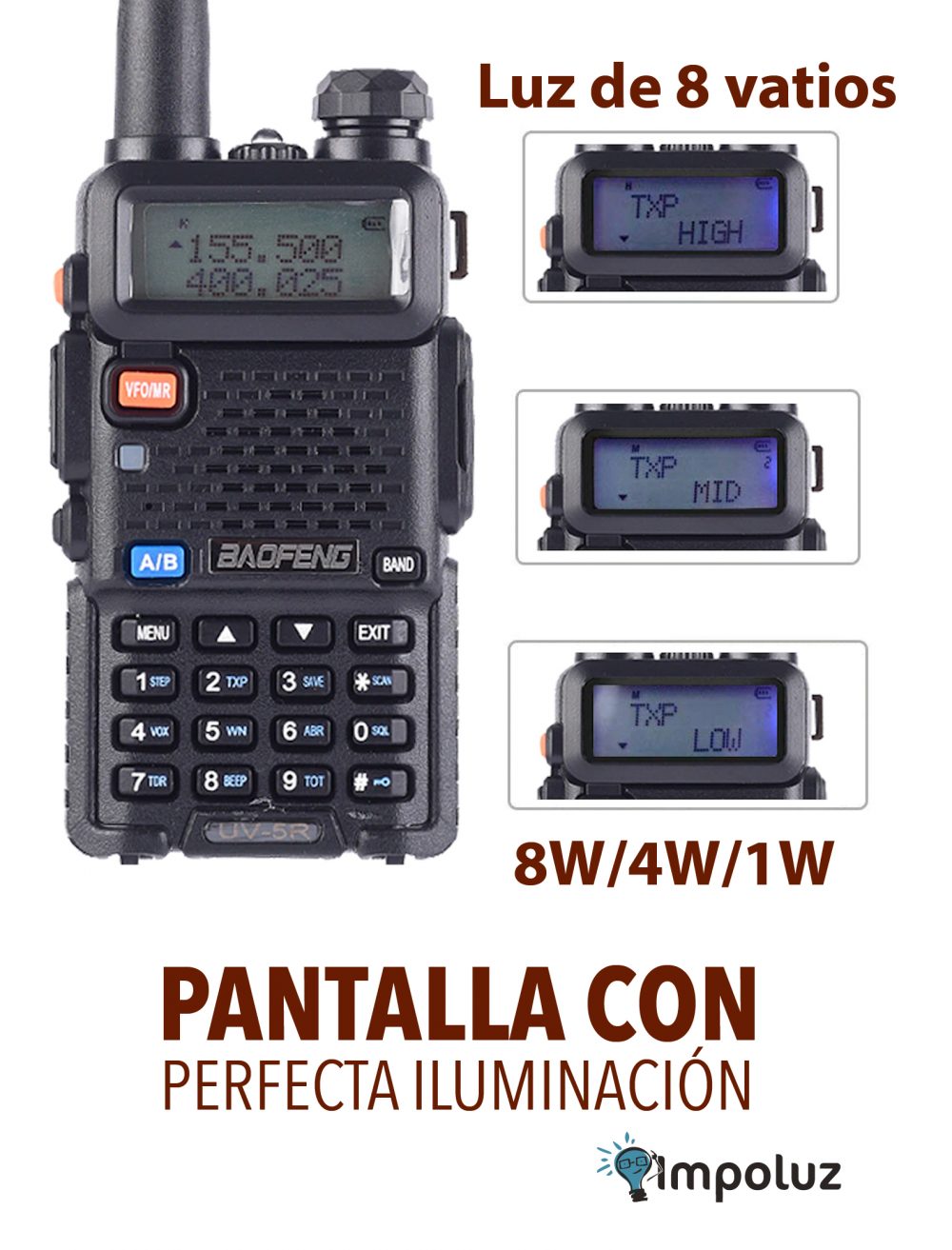 Pantalla led del radio de comunicación uv5r
