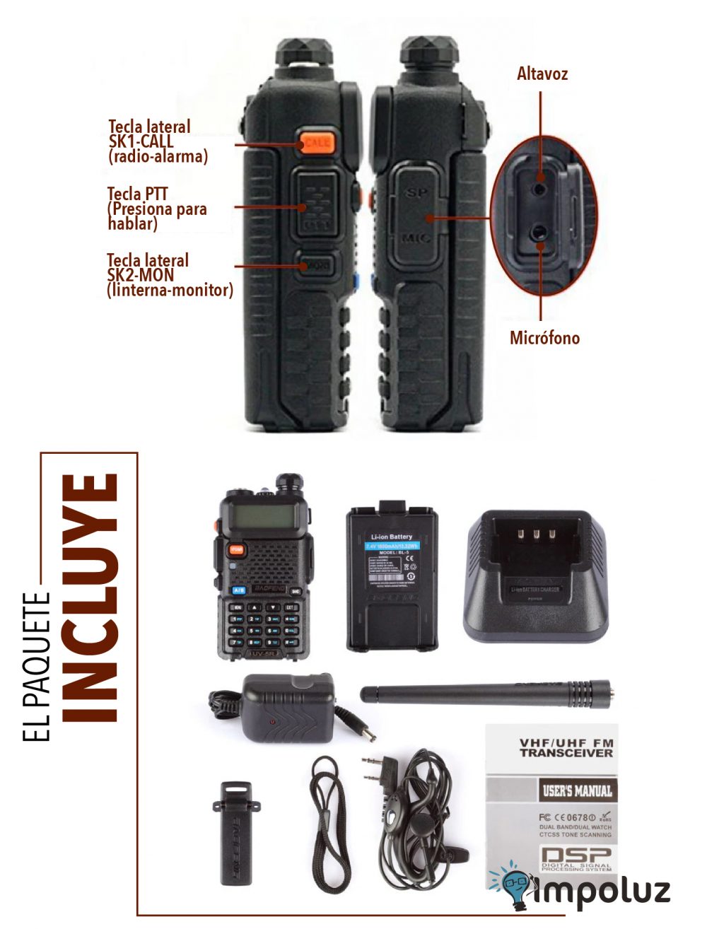 componentes que vienen con el radio uv5r