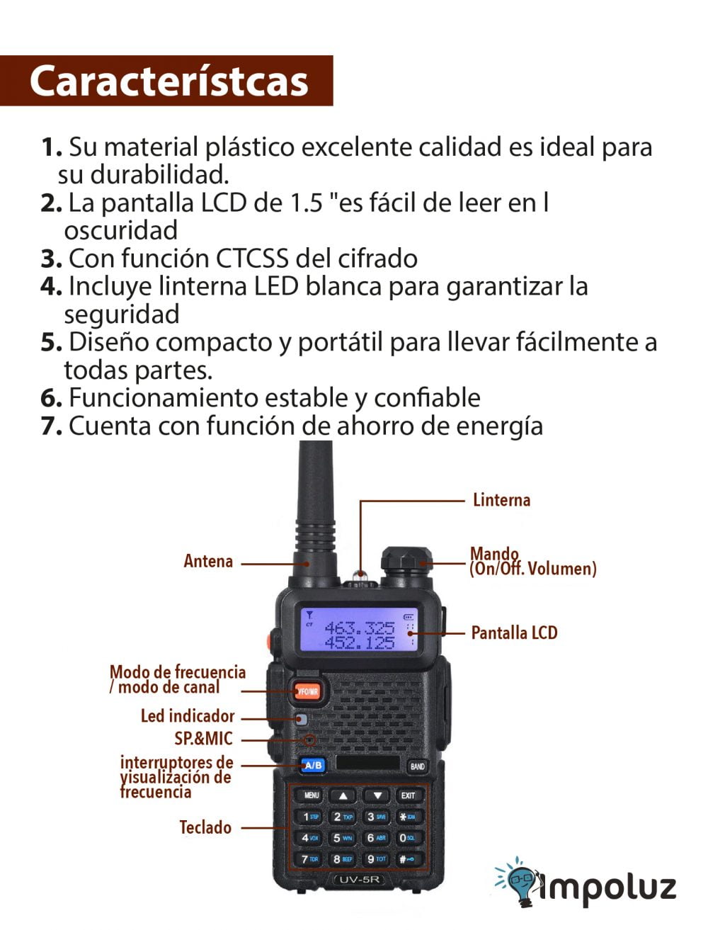 Especificaciones de los radios de comunicacion
