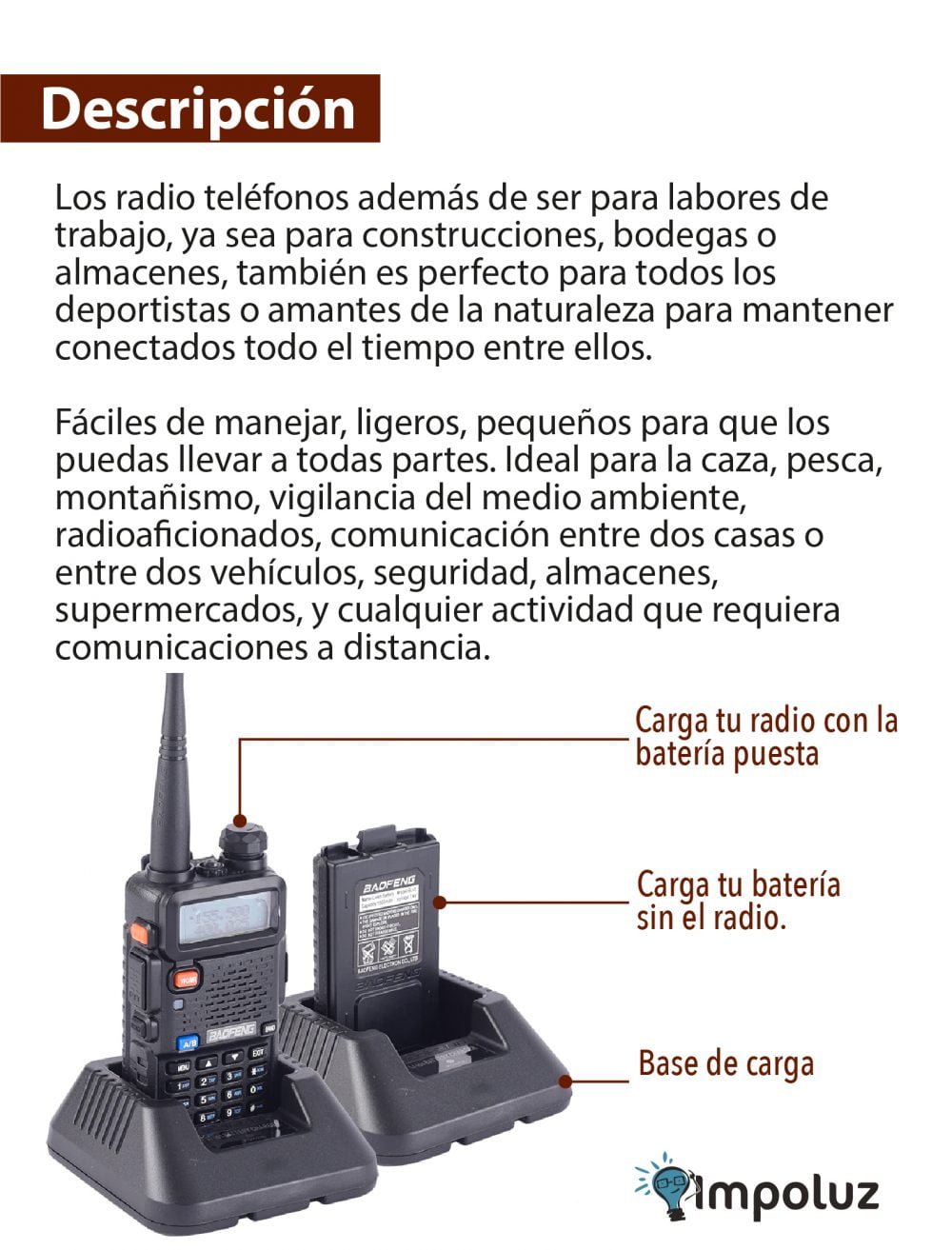 Descripción de los radiotelefonos para multiples labores