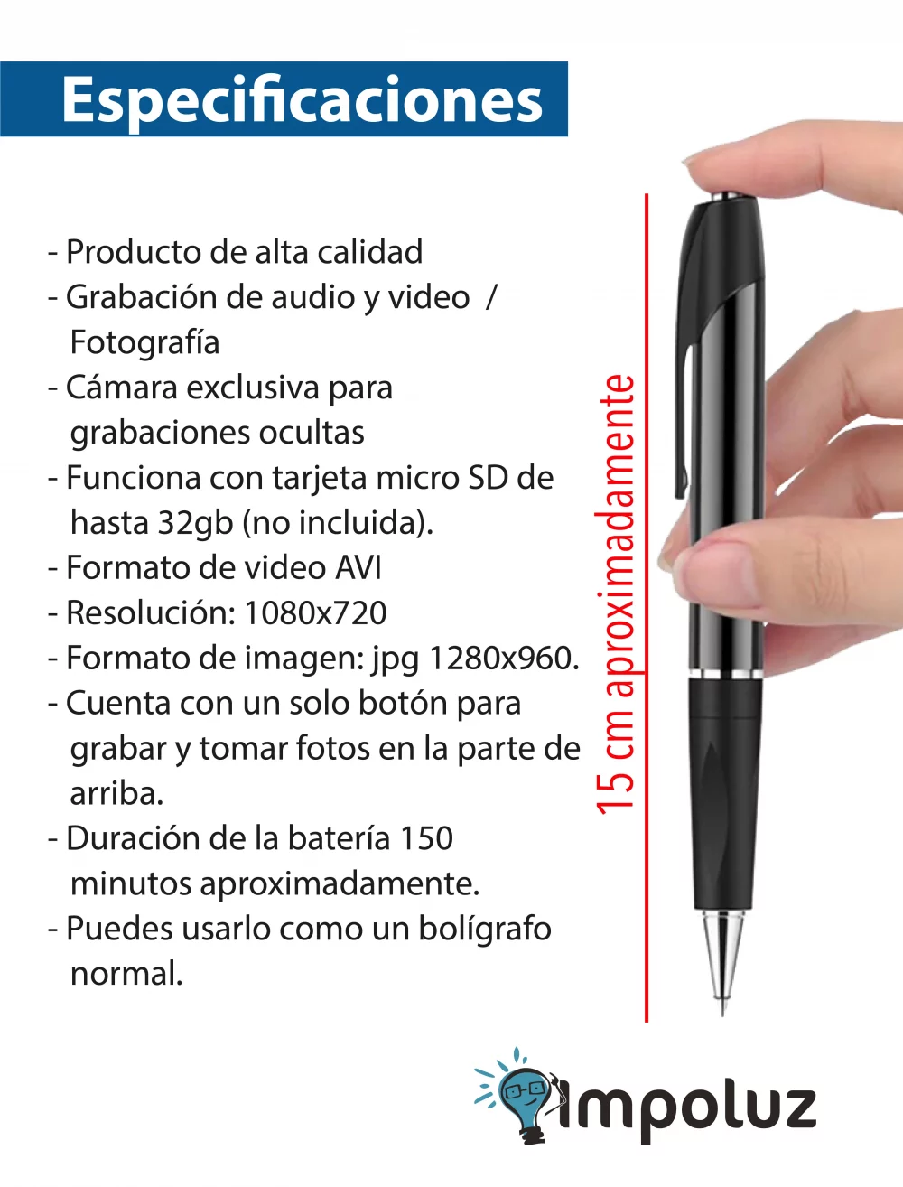 lapicero con camara grabadora